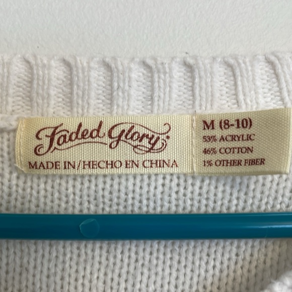 WOMENS MEDIUM WHITE FADED GLORY SWEATER - Picture 2 of 5